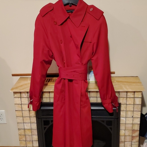 Fleet Street Jackets & Blazers - Red Trench Coat Fleet Street Size 8